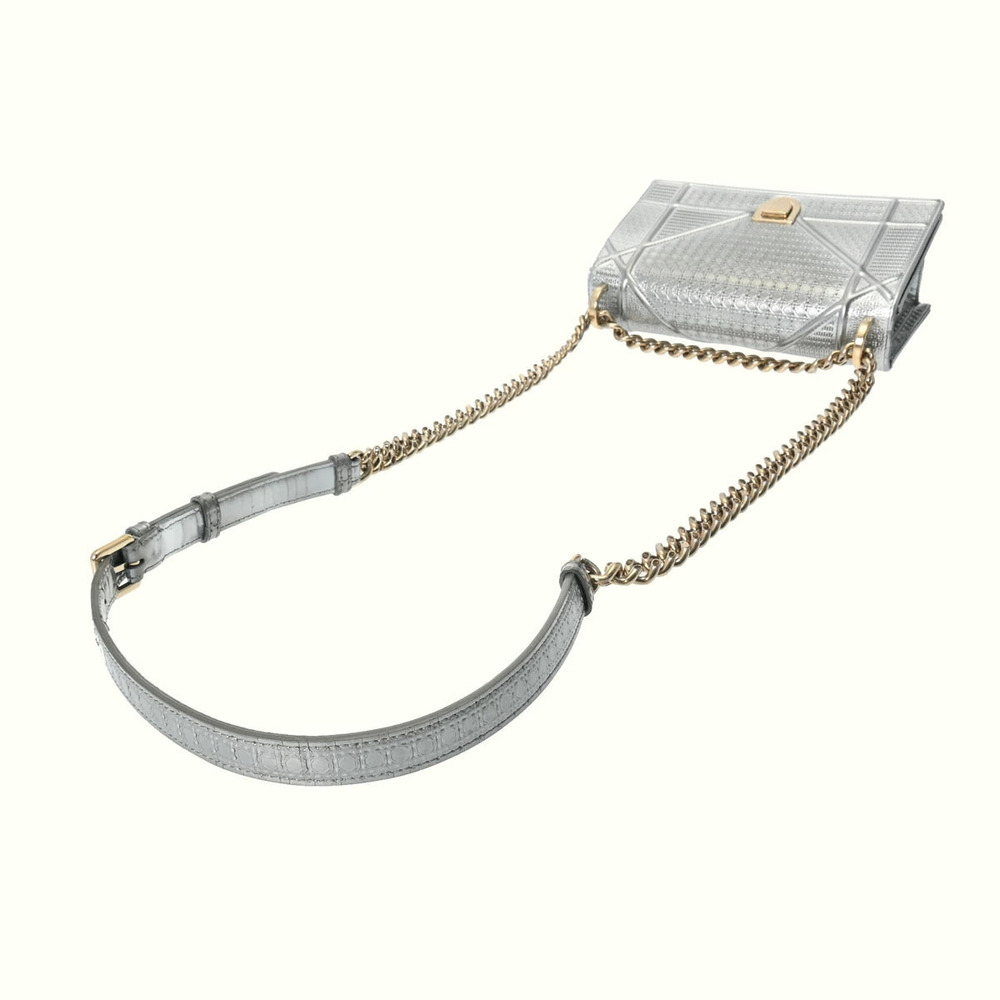 CHRISTIAN DIOR Diorama Chain Shoulder Bag Silver Leather - Picture 3 of 9